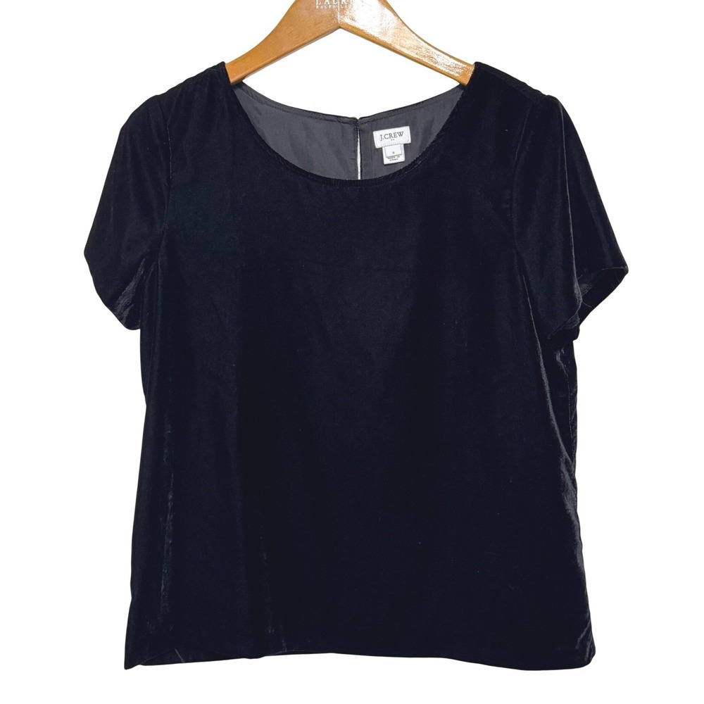 J. Crew Velvet Tee Short Sleeve Small Black